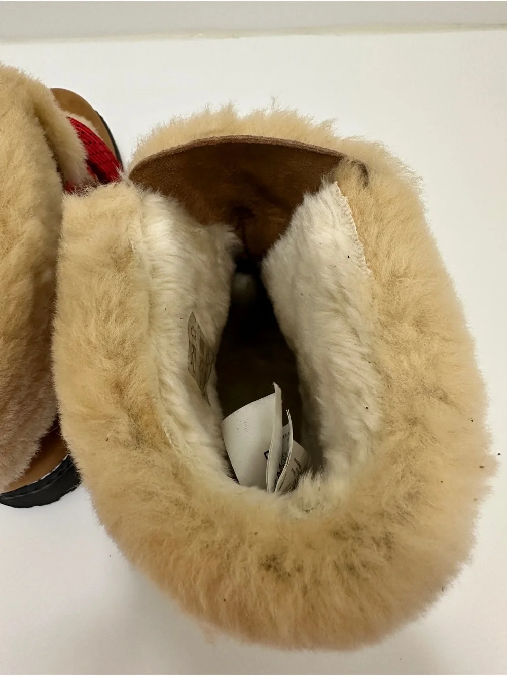 J.Crew Fur-Lined Lace-Up Boots – Tan Suede, Red Laces Size 7